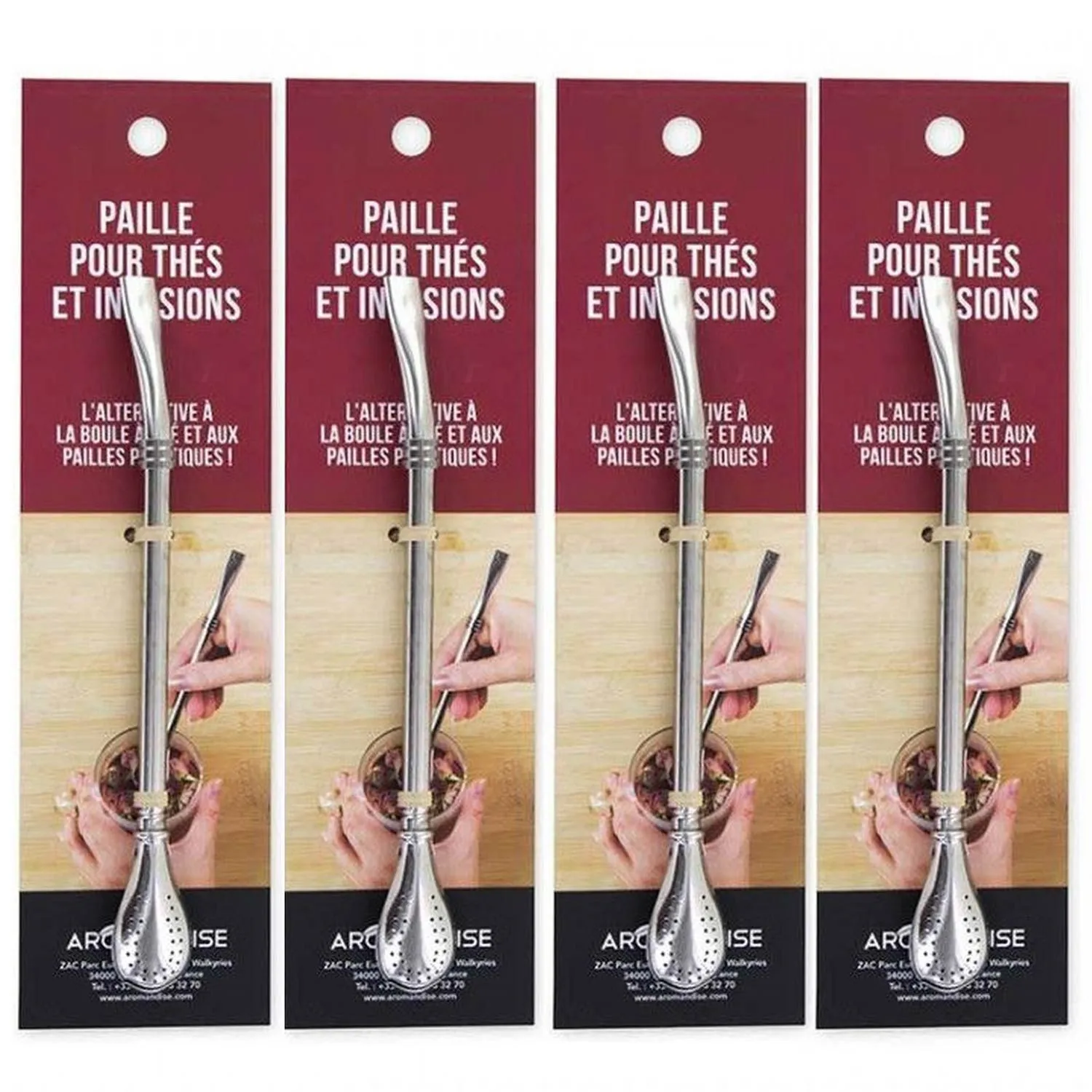 4 pailles en inox avec filtre intégré Aromandise 