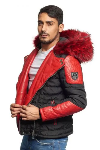 Blouson Horspist Carlton Noir/Rouge col Rouge