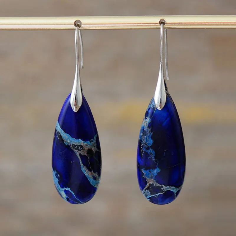 Boucle d'Oreille Pierre Bleue
