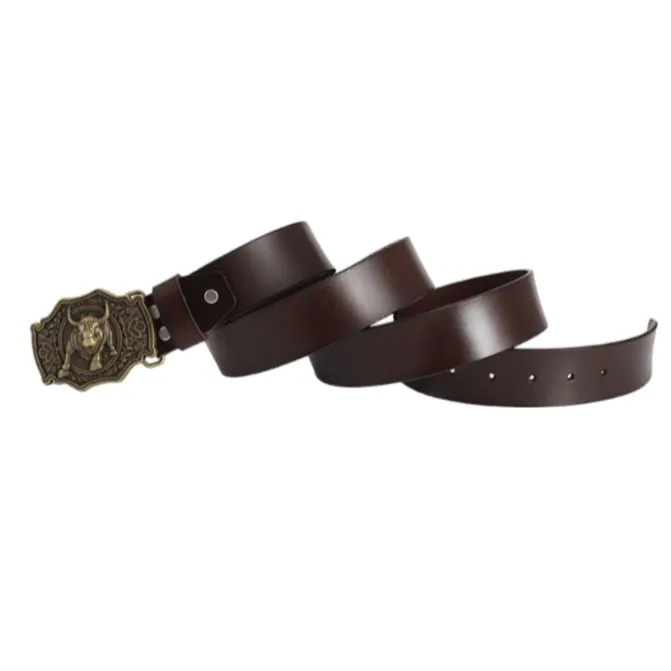 Ceinture en cuir avec boucle taureau, modèle Eska