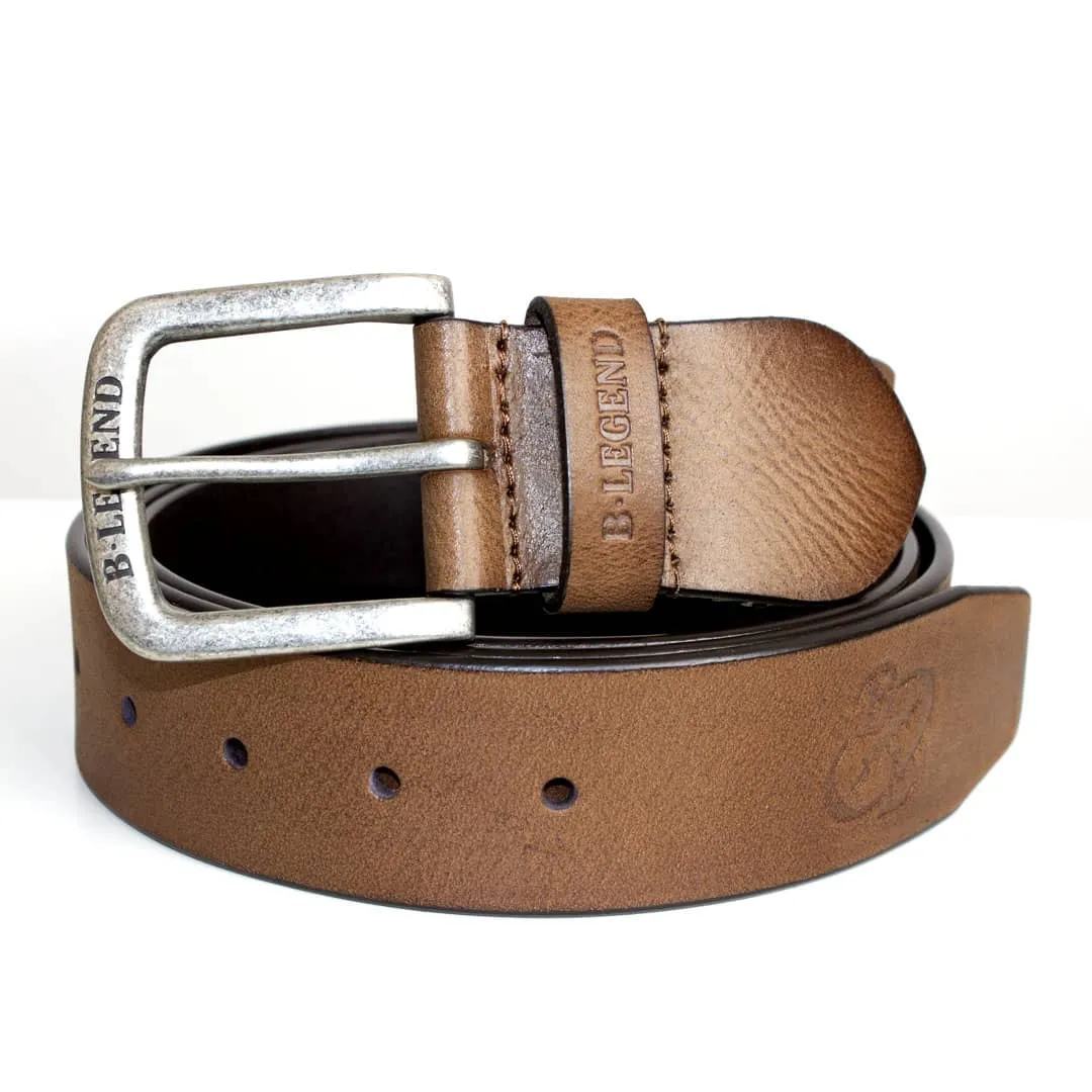 Ceinture en cuir beige - Boucle métal