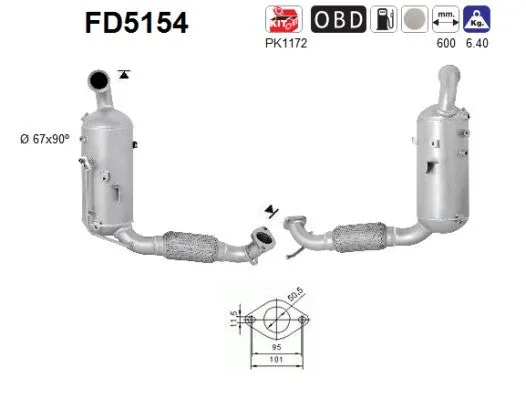 Filtre à particules / à suie, échappement AS FD5154 