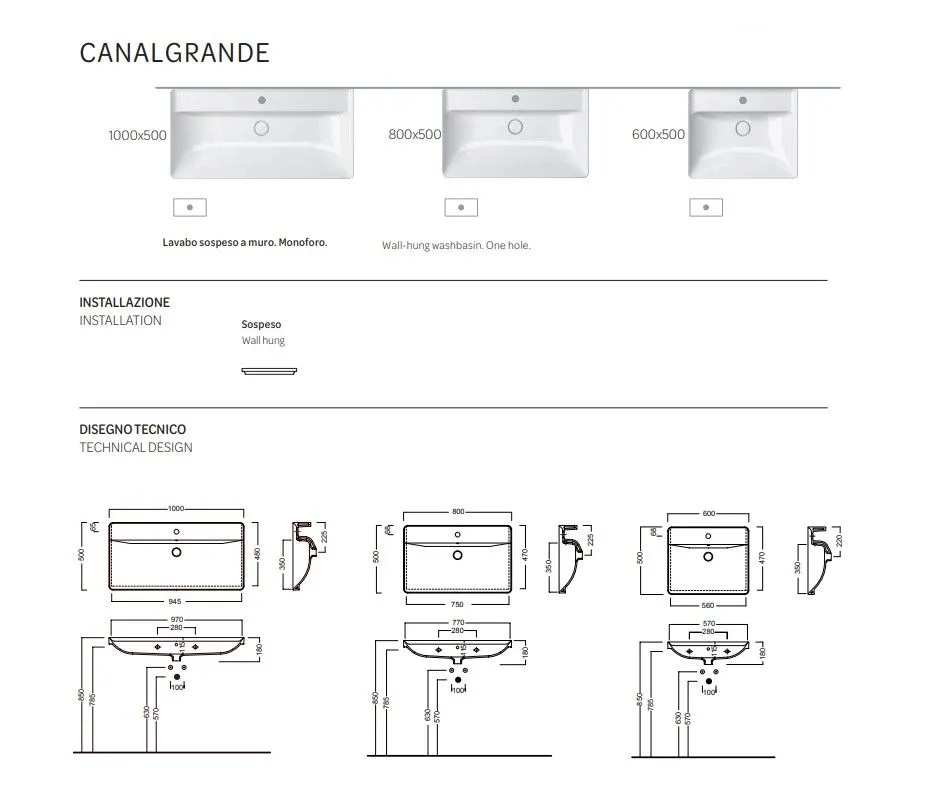 Hatria Canalgrande lavabo 100 cm 