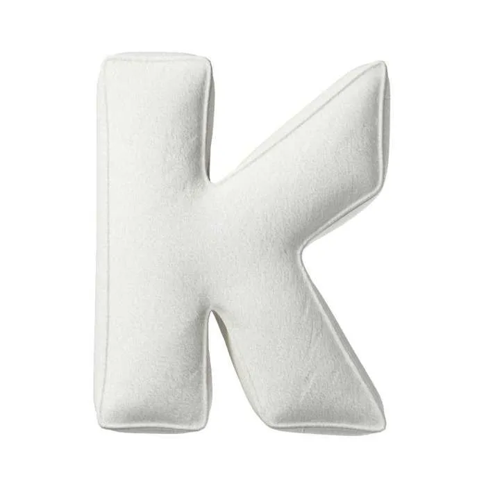 Lettre oreiller K, 35x40cm (boucle) - blanc