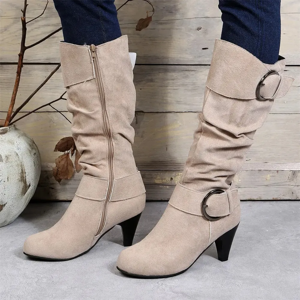 Mila - Bottes hautes confortables boucle en métal