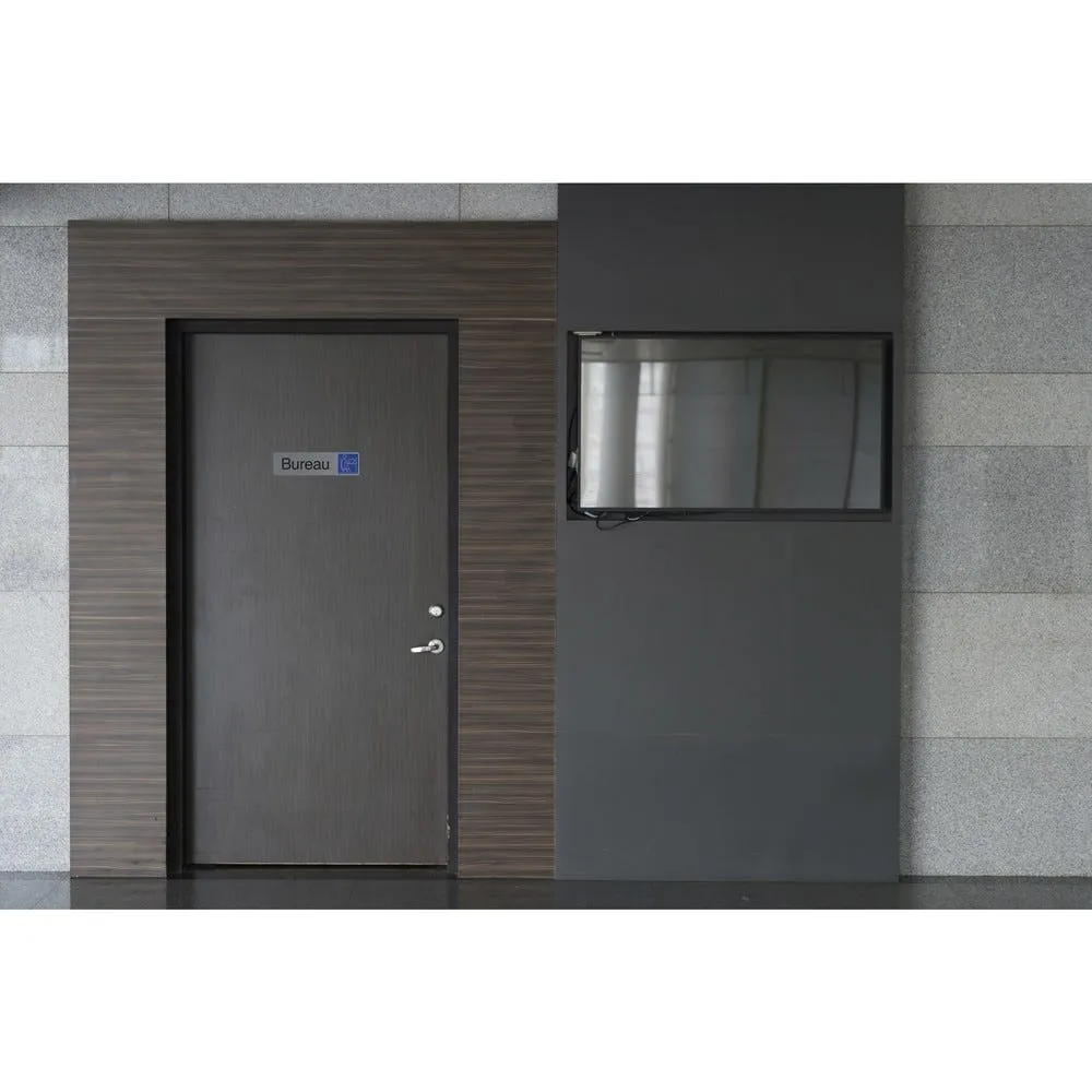 Plaque adhésive imitation aluminium bureau 16,5x4,4cm gris
