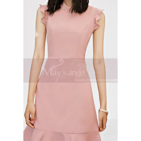 Robe cocktail rose poudre pas cher