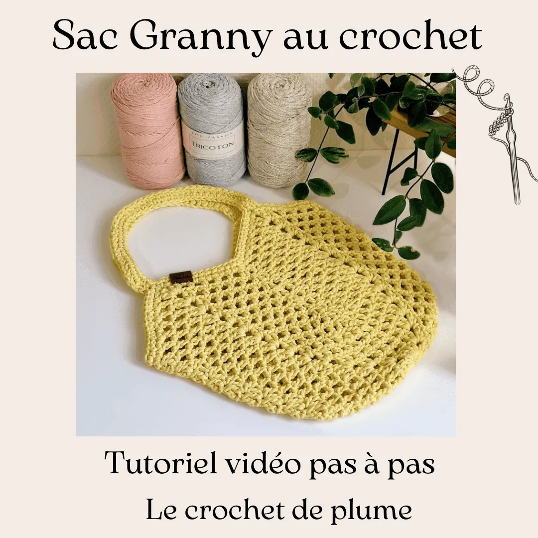 Sac granny square filet - Crochet Facile Tutoriel vidéo pas à pas - Lou Passion