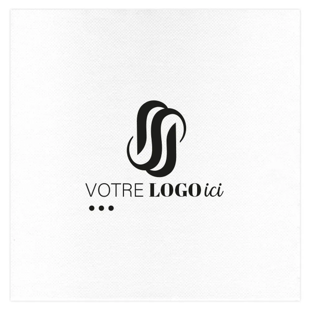 Serviettes personnalisées en ouate double point blanc 40x40cm