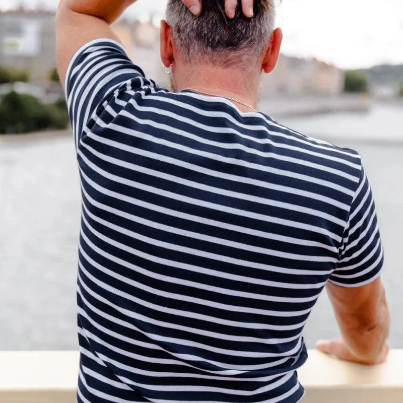 T-shirt marinière unisexe manches courtes en coton upcyclé