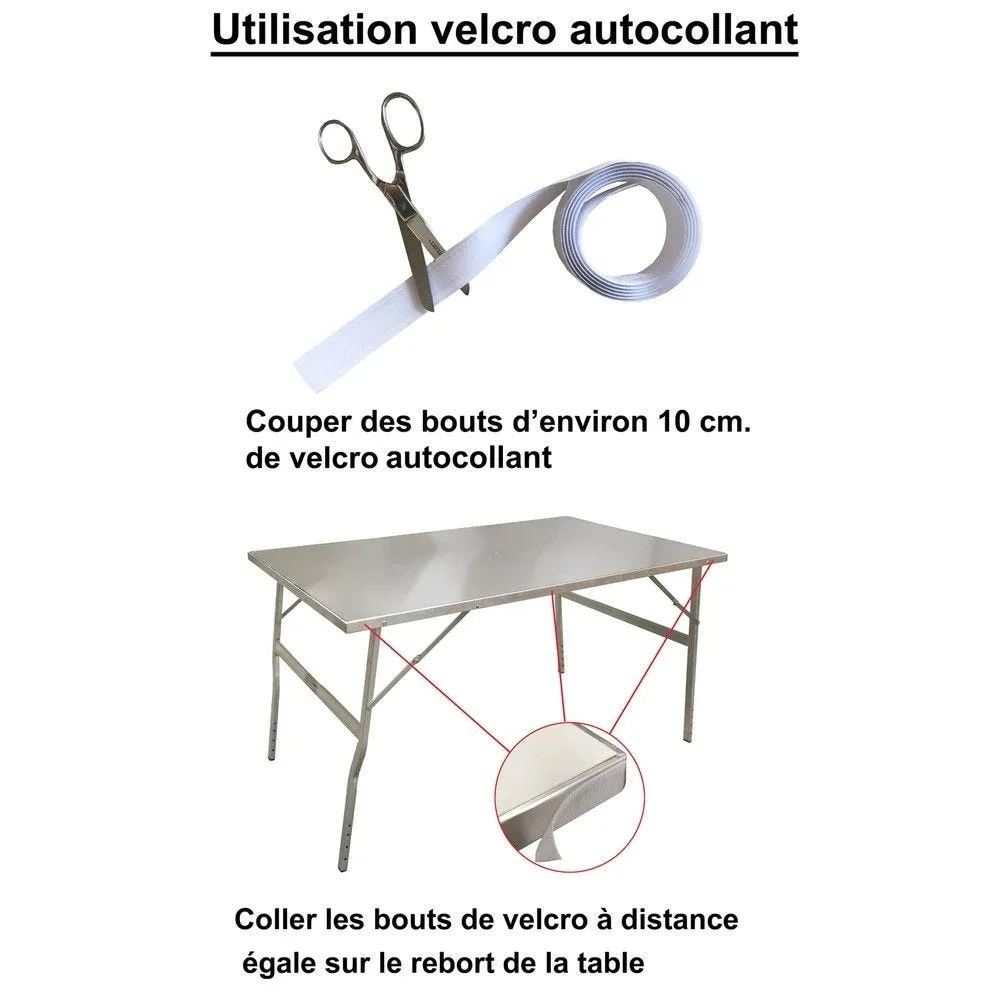 Table en aluminium 150x85cm. + habillage rouge