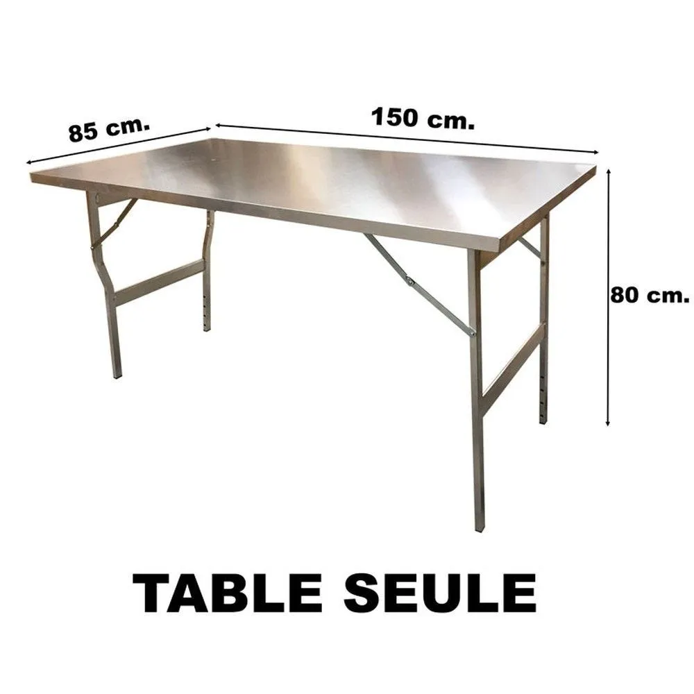 Table en aluminium 150x85cm. + habillage rouge